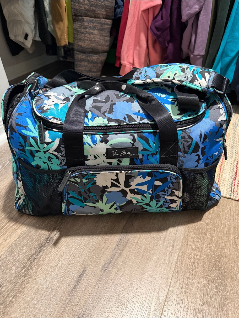 Vera Bradley Teal Blue Floral Duffel Bag